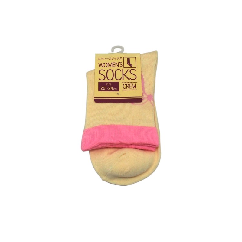 Ladies Socks Crew Type Cream 22-24cm